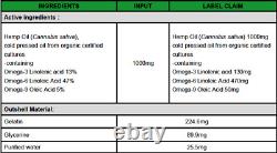 1000mg COLD PRESSED HEMP SEED SOFTGELS Omega 3 6 9 Fatty Acids (Wholesale)
