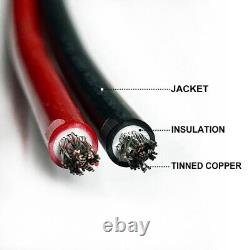 10 AWG Solar Panel Extension Cable PV Wire Solar Connector Black and Red 6mm²