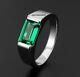 14k White Gold Plated 1.25ct Emerald Simulated Emerald Solitaire Engagement Ring