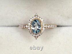 2CT Oval Cut Aquamarine Lab-Created Women Engagement Ring 14K Yellow Gold Plated