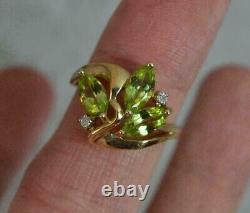 2 Ct Marquise Cut Simulated Peridot Wedding Ring 14K Yellow Gold Plated Silver