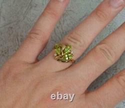 2 Ct Marquise Cut Simulated Peridot Wedding Ring 14K Yellow Gold Plated Silver