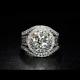 3.00 Carat Round Cut Vvs1 Moissanite Halo Engagement Ring 14k White Gold Plated