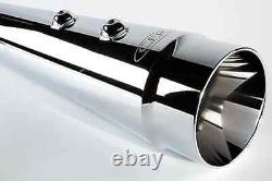 Cary Faas CFR 4 1/2 Chrome All Smooth Megaphone Tapered Mufflers Harley FLH