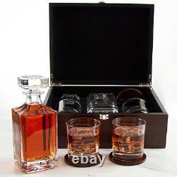 Philadelphia Eagles Engraved Football Whiskey Decanter 2 Glasses In Wood Box