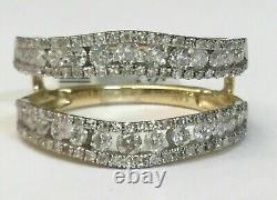 Real Moissanite 2Ct Round Wedding Enhancer Wrap Guard Ring 14k White Gold Finish