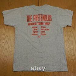 VINTAGE THE PRETENDERS T SHIRT Medium Gray World Tour 1984 Screen Stars Concert