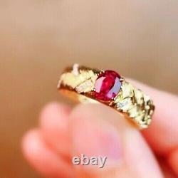 Yellow Gold Plated Silver 2 Carat Lab Created Ruby Women Engagement Band Ring