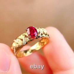 Yellow Gold Plated Silver 2 Carat Lab Created Ruby Women Engagement Band Ring