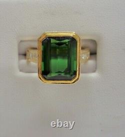 Yellow Gold Plated Silver 3 Carat Lab Created Emerald Women Engagement Band Ring