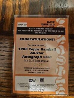 2023 TOPPS SÉRIE 2 Dave Winfield 1988 TOPPS ALL-STAR RED AUTO /10 #88ASA-DW