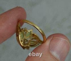 Bague de mariage en argent plaqué or jaune 14 carats avec simili péridot taillé en marquise de 2 carats