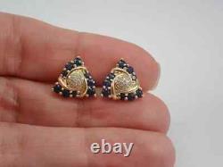 Boucles d'oreilles clou pour femmes en saphir simulé, plaqué or jaune 14 carats, 2 carats, taille ronde