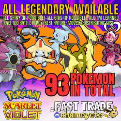 Tous les Pokémon légendaires disponibles pour Scarlet Violet? Brillant 6iv? Prêt pour le combat
